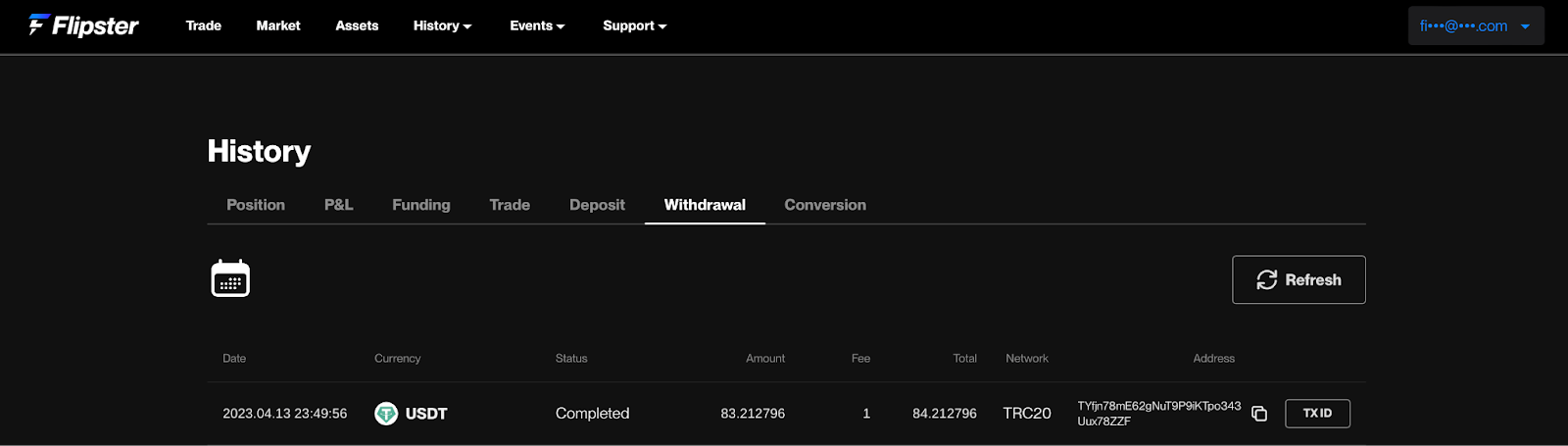 Withdrawal History Details